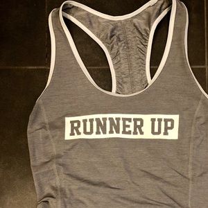 Lulu lemon Runner Up gray tank with white trim